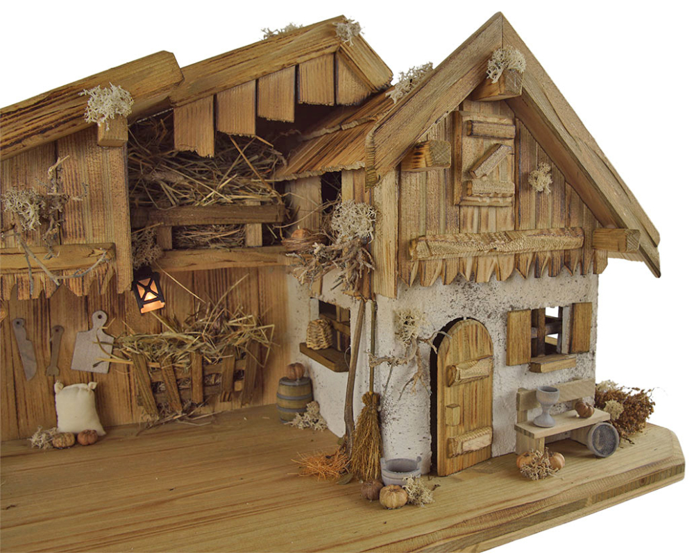 Festliche Weihnachtskrippe Großglockner inkl. 12-tlg. Figurensatz K 001, Maße Krippe: ca. 70 x 30 x 35 cm